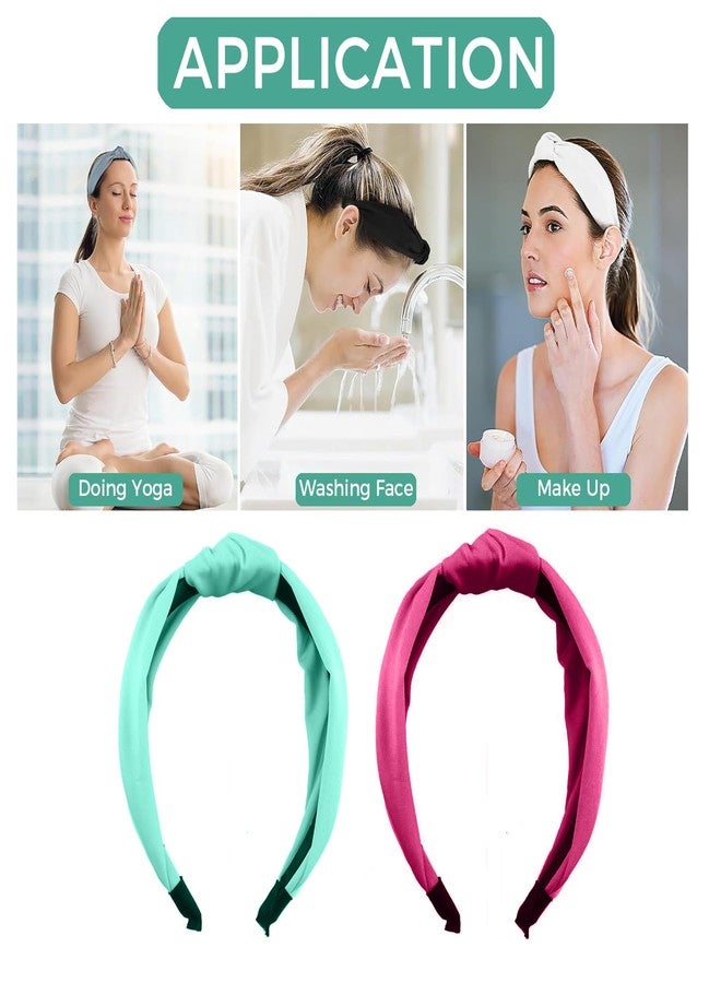 LINYUEARUI 6PCS Fashion Top Knot Headbands, Hot Pink Top Knot Decorative Hair Accessories Fabric Headband, Yoga Elastic Headbands, Christmas and Birthday Party Supplies Hair Accessories - Image 4